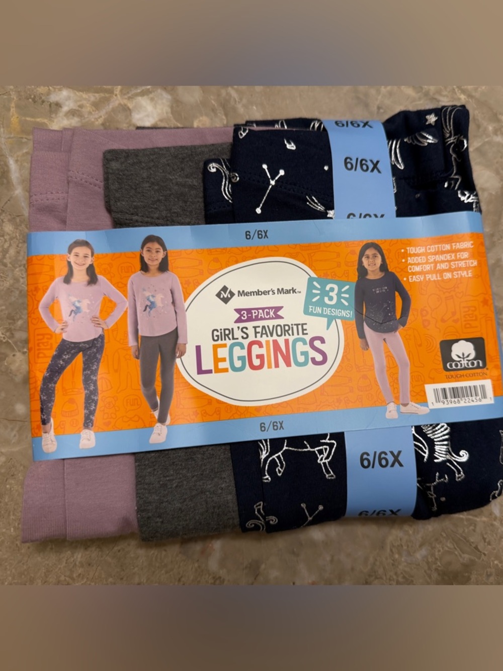 Member's Mark Girls' Favorite Leggings - Purple, Gray, Navy (3-Pack)